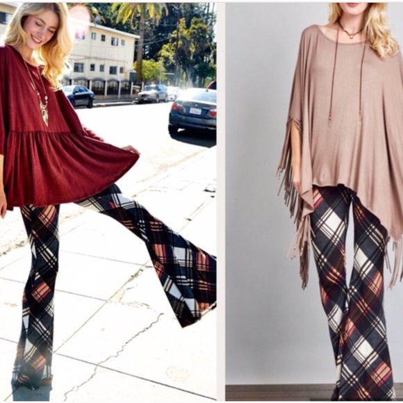 Boho Loco Pants - ONE LEFT - Plaid Bell Bottom Flare - Small